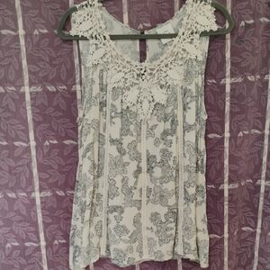 Knox Rose Cream Embellished Sleeveless Blouse with Bib Collar